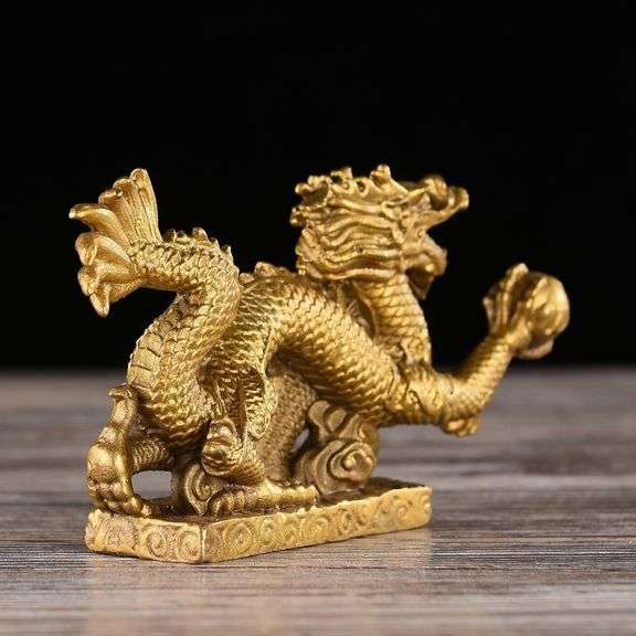 Handcrafted Brass Azure Dragon Figurine