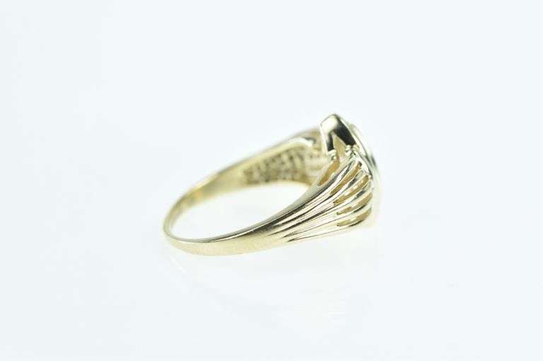 10K Yellow Gold Diamond Grooved Cluster Vintage Ring