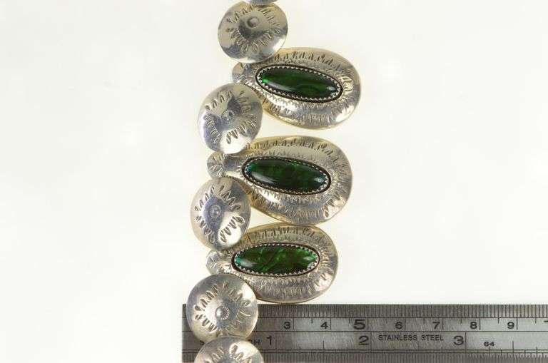 Sterling Silver Southwestern Stamped Abalone Donkey Necklace