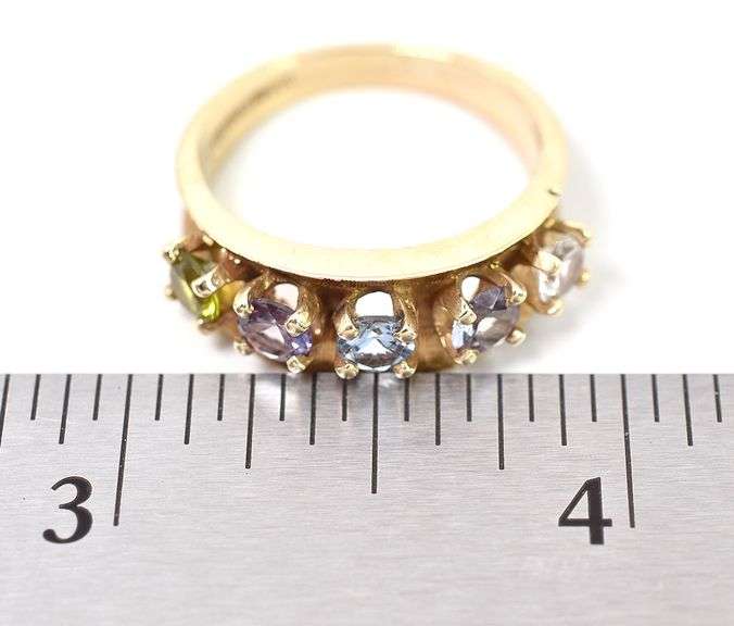 Wonderful 14K Yellow Gold Multi-Gemstone Ring