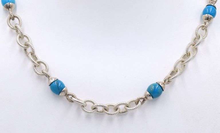 925 Sterling silver Signed Turquoise necklace