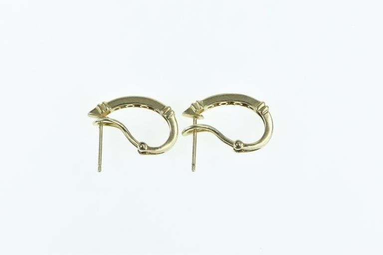 10K Yellow Gold Sapphire & Diamond French Clip Bar Earrings