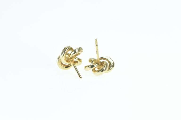 14K Yellow Gold Vintage Four Coil Knot Spiral Stud Earrings