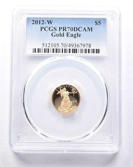 2012-W $5 American Gold Eagle 1/10 Oz Gold PR70 DCAM PCGS
