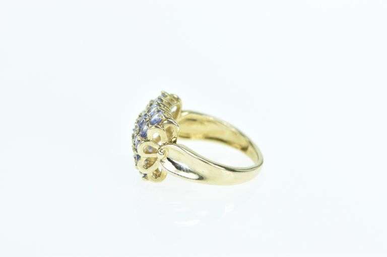14K Yellow Gold Squared Domed Tanzanite Vintage Ring