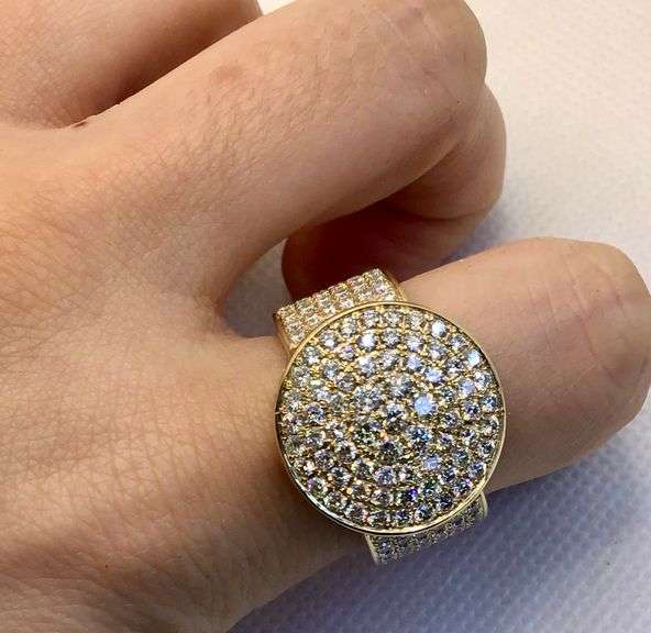 BREATHTAKING 14K YELLOW GOLD PAVE SET DIAMOND MEN’S RING