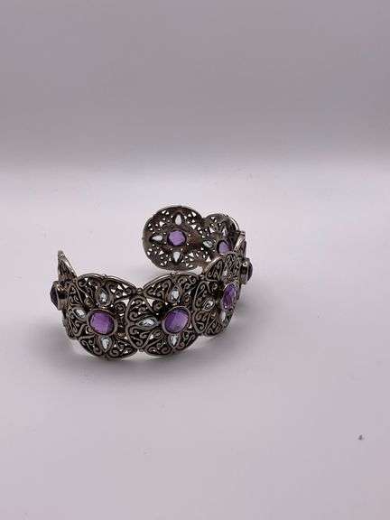48.5g Sterling/18k Bangle Purple Stone