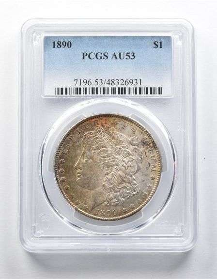 AU53 1890 Morgan Silver Dollar PCGS Beautifully Toned