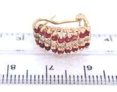 Set of 14kt Yellow gold diamond and ruby necklace, bracelet, ring and matching earrings