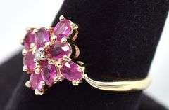 Gorgeous 14K Yellow Gold Pink Sapphire and Diamond Ring