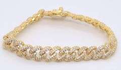 Sterling Silver Cubic Zirconia Curb Link Bracelet