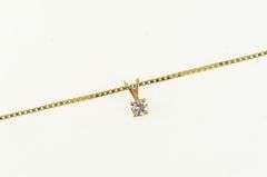 14K Yellow Gold 0.10 Ct Diamond Solitaire Box Chain Necklace