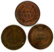 3 Different Indian Head Cents: 1874, 1876, & 1879