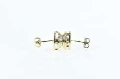14K Yellow Gold 0.20 Ctw Diamond Two Tone Circle Stud Earrings