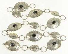 Sterling Silver Black Onyx Southwestern Stamped Oval Belt