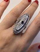 VINTAGE ART DECO 14K WHITE GOLD SAPPHIRE COCKTAIL RING
