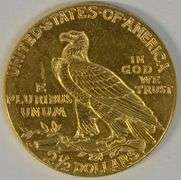 Brilliant 1925-D US $2.50 Indian Gold Piece. Full strike