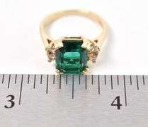 Gorgeous 14K Yellow Gold Emerald and Diamond Ring