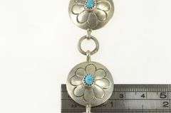 Sterling Silver Southwestern Round Turquoise Stamped Belt