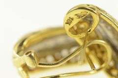 14K Yellow Gold Scroll Filigree Diamond French Clip Earrings