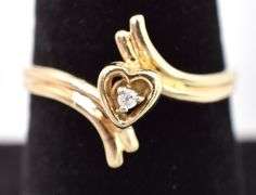 Lovely 10K Yellow Gold Diamond Heart Ring