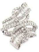 4.50ctw Round and Baguette Diamond Frame Swirl Bypass Cocktail Ring in 18K