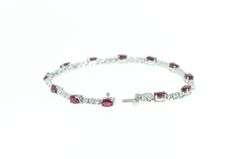 14K White Gold 6.00 Ctw Natural Ruby Diamond Tennis Bracelet