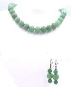 Green Jade beads necklace with matching dangle earrings