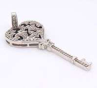 925 Sterling silver diamond key pendant
