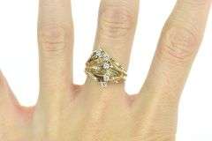 14K Yellow Gold Vintage Diamond Curvy Graduated Ring