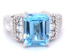 Judith Ripka Swiss blue topaz stone ring