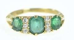 18K Yellow Gold 1.75 Ctw Oval Emerald Diamond Statement Ring