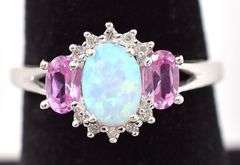 Absolutely Stunning 10K White Gold Multi-Gemstone Ring