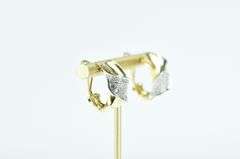 18K Yellow Gold Pave Diamond Wrap French Clip Hoop Earrings