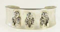Sterling Silver Southwestern Kachina Doll Ornate Cuff Bracelet
