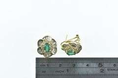 14K Yellow Gold 2.75 Ctw Emerald Diamond French Clip Earrings