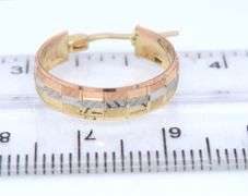 14kt Tri color gold small hoop earrings