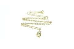 14K Yellow Gold Opal Vintage Tear Drop Vintage Chain Necklace