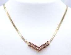 Set of 14kt Yellow gold diamond and ruby necklace, bracelet, ring and matching earrings