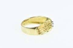 14K Yellow Gold 0.20 Ct Retro Grooved Vintage Statement Ring