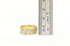 14K Yellow Gold 1950's Diamond Striped Vintage Band Ring