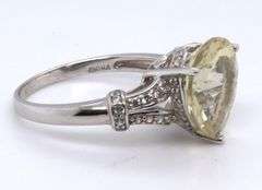 Sterling Silver Pear Shaped Yellow Cubic Zirconia Ring