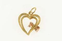 14K Yellow Gold Heart Valentines Day Love Two Toned Charm/Pendant