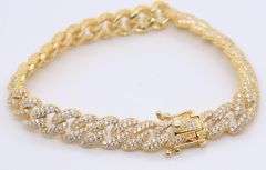 Sterling Silver Cubic Zirconia Curb Link Bracelet
