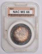 MS66 1921 Morgan Silver Dollar NAC Beautifully Toned