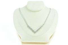 14K White Gold 1.50 Ctw Diamond Chevron Wheat Chain Necklace