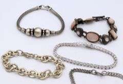 Group lot of 5 Vintage 925 sterling silver bracelets