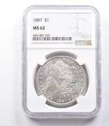 MS62 1887 Morgan Silver Dollar NGC Beautifully Toned