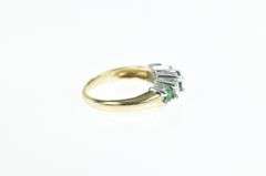 14K White Gold 0.63 Ctw 1950's Emerald Diamond Classic Ring