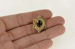 14K Yellow Gold Victorian Oval Garnet Slide Bracelet Charm/Pendant